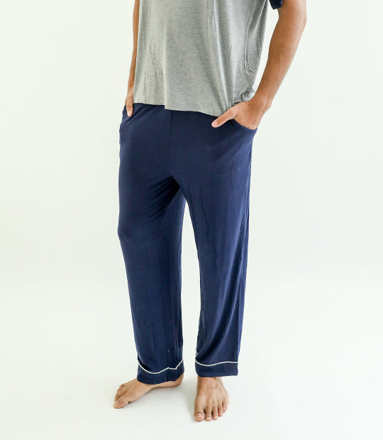 Buy Men's Pyjama Pack of 2 | Dark Blue & Black | Fits Waist Sizes 28